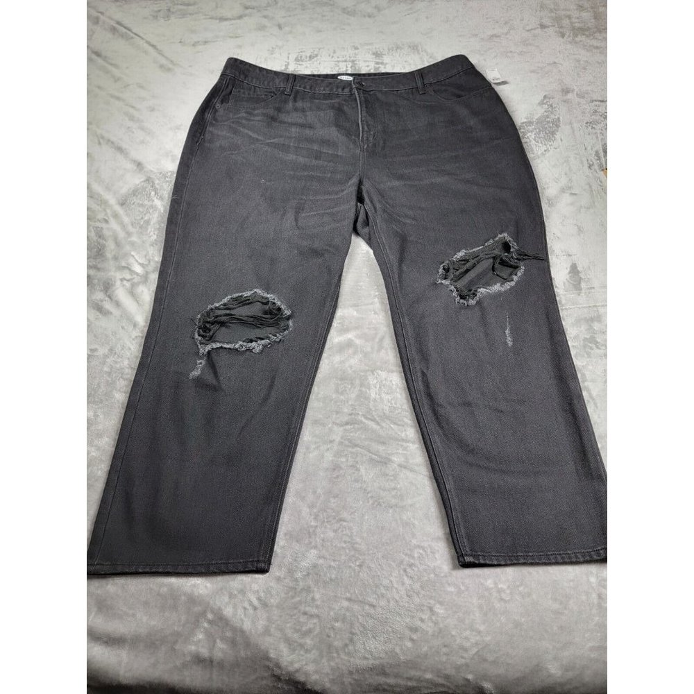 Old Navy Womens Distressed Denim Jeans Black Size 24 Plus 44x27 NEW